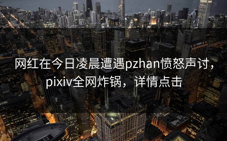网红在今日凌晨遭遇pzhan愤怒声讨，pixiv全网炸锅，详情点击